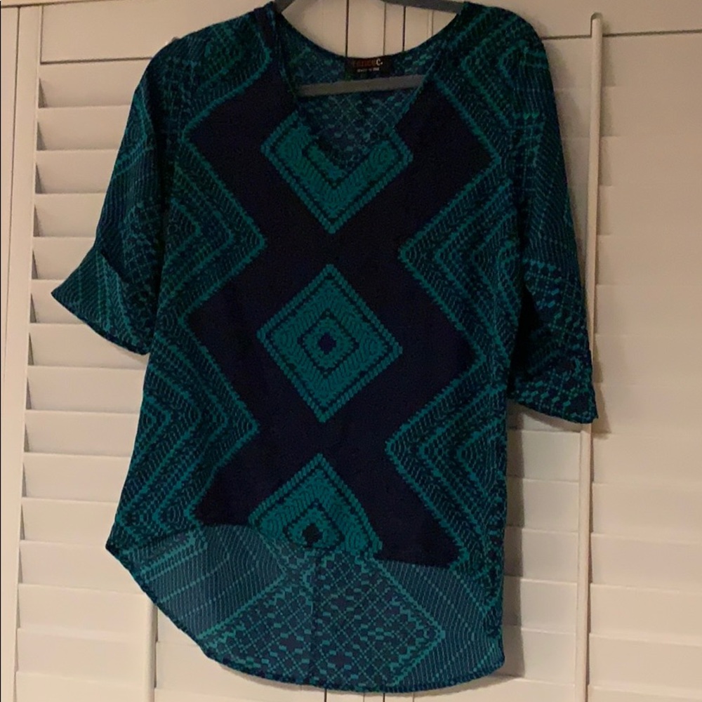 Navy and teal blouse